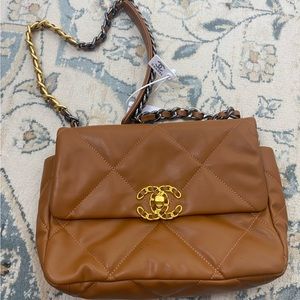 Quilted Brown Purse with CC Gold Hardware